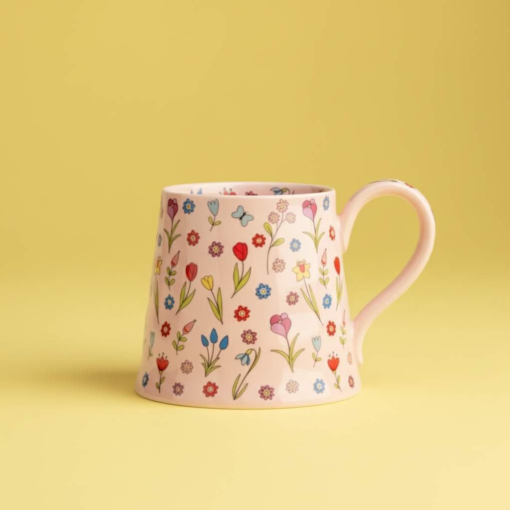 'Dream Bloom' Oversized Floral Ceramic Mug