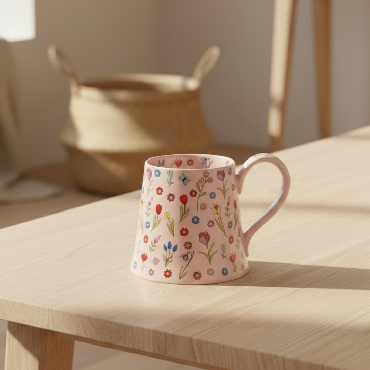 'Dream Bloom' Oversized Floral Ceramic Mug