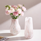 'Ethereal Marble' French Cream Glass Vase