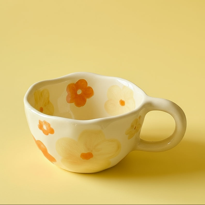 'Sunny Petals' Hand-Pinched Ceramic Mug