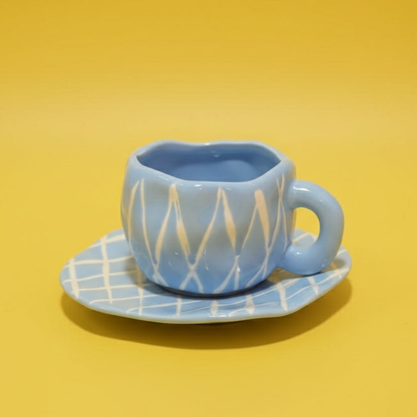 'Diamond Net' Handcrafted Ceramic Set