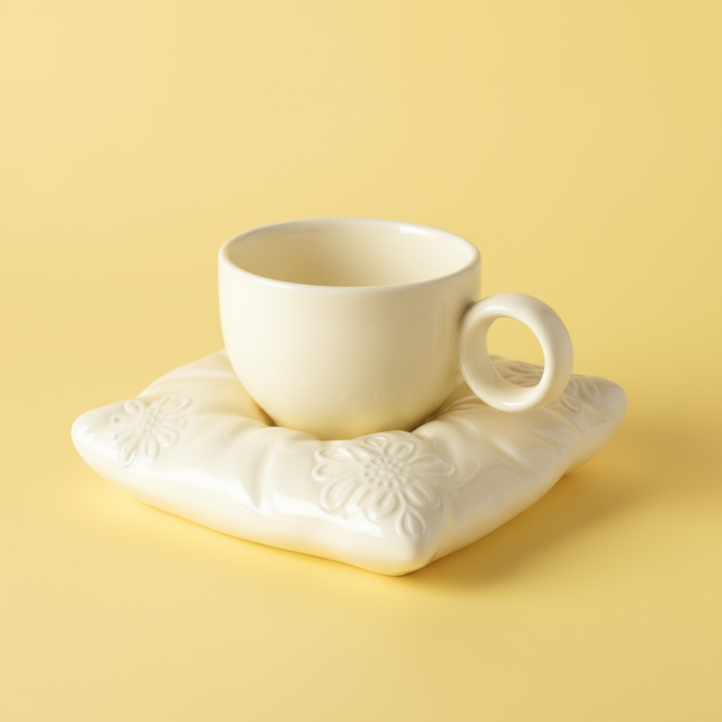 'Cloud Rest' Ceramic Mug & Pillow Coaster Set