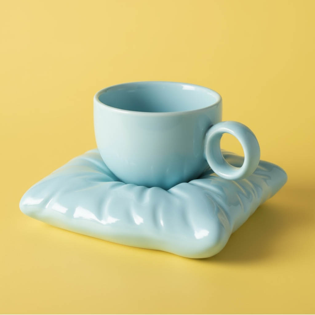 'Cloud Rest' Ceramic Mug & Pillow Coaster Set