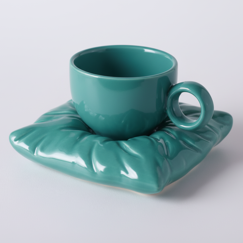 'Cloud Rest' Ceramic Mug & Pillow Coaster Set
