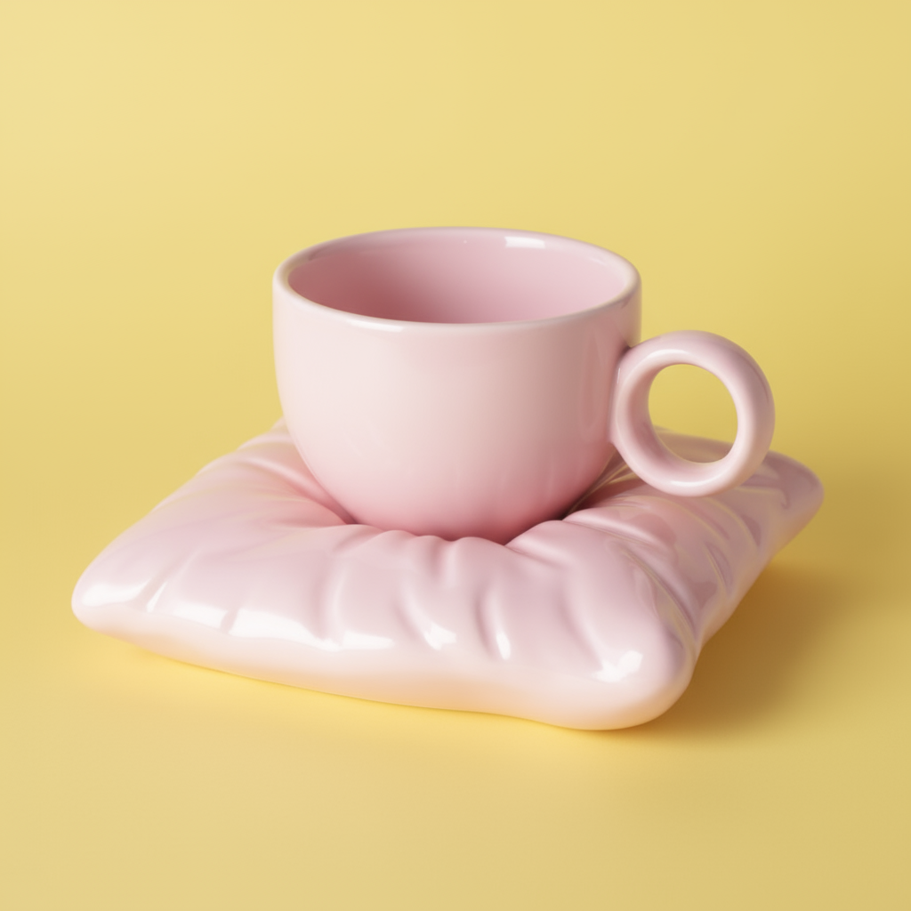 'Cloud Rest' Ceramic Mug & Pillow Coaster Set
