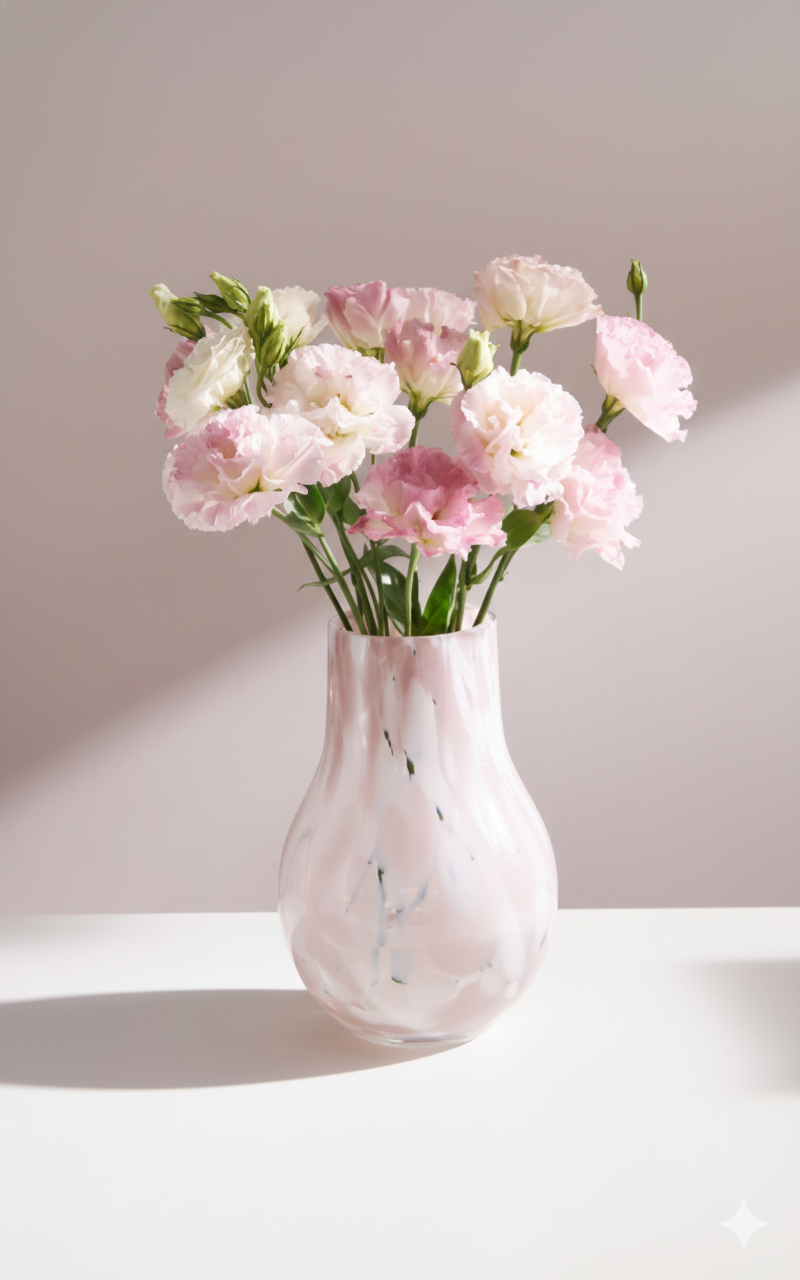 'Ethereal Marble' French Cream Glass Vase
