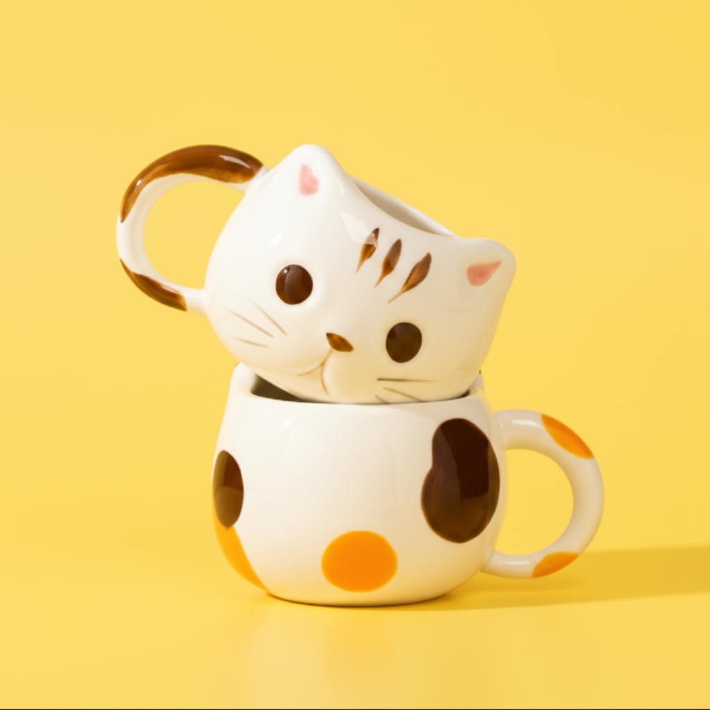 'Calico Kitten' Hand-Painted Ceramic Mug