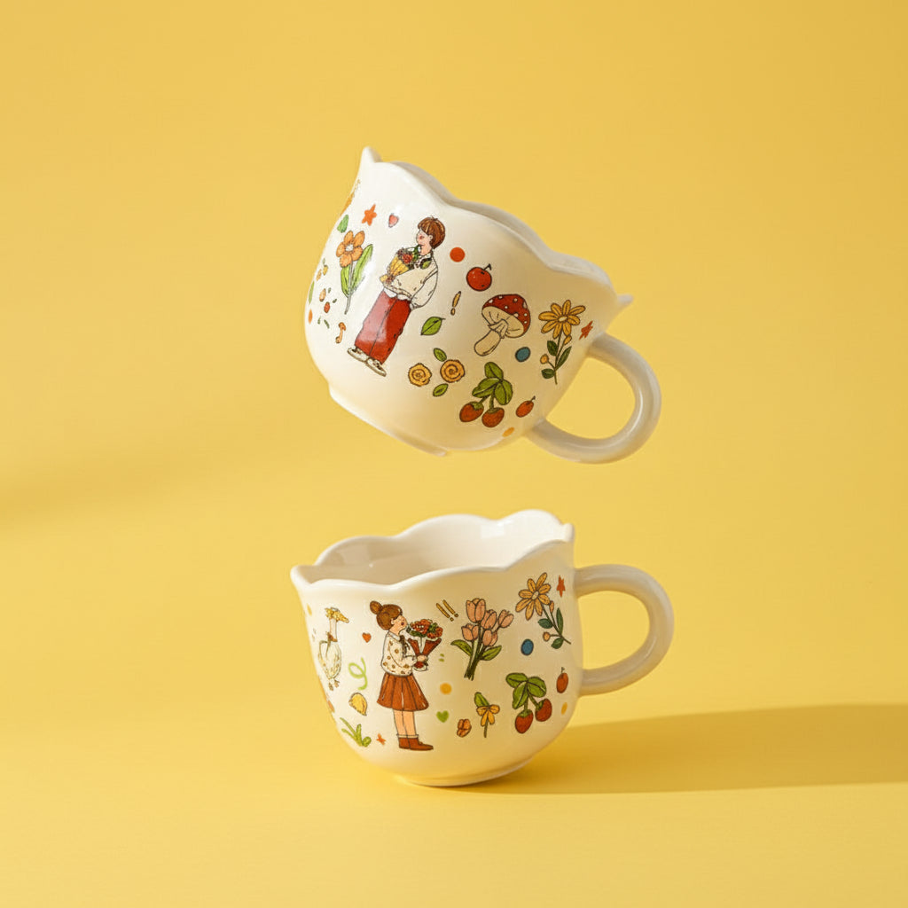 (Gift Box) 'Before Sunrise' Bone Porcelain Couple Mug Set