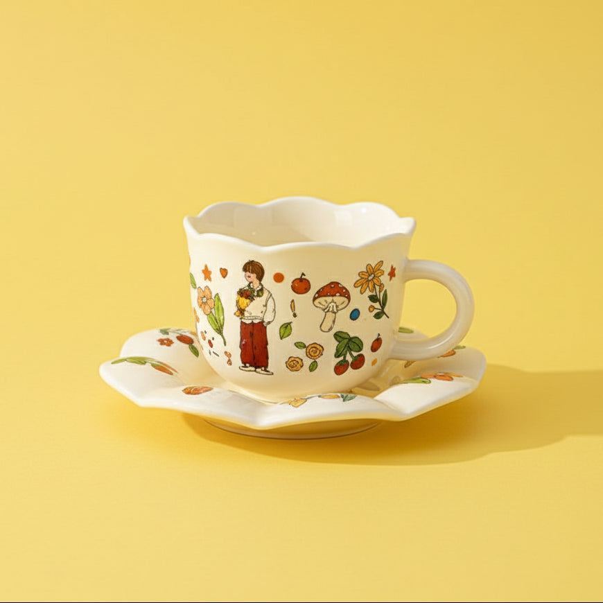 (Gift Box) 'Before Sunrise' Bone Porcelain Couple Mug Set