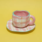 'Gingham Delight' Handcrafted Ceramic Set