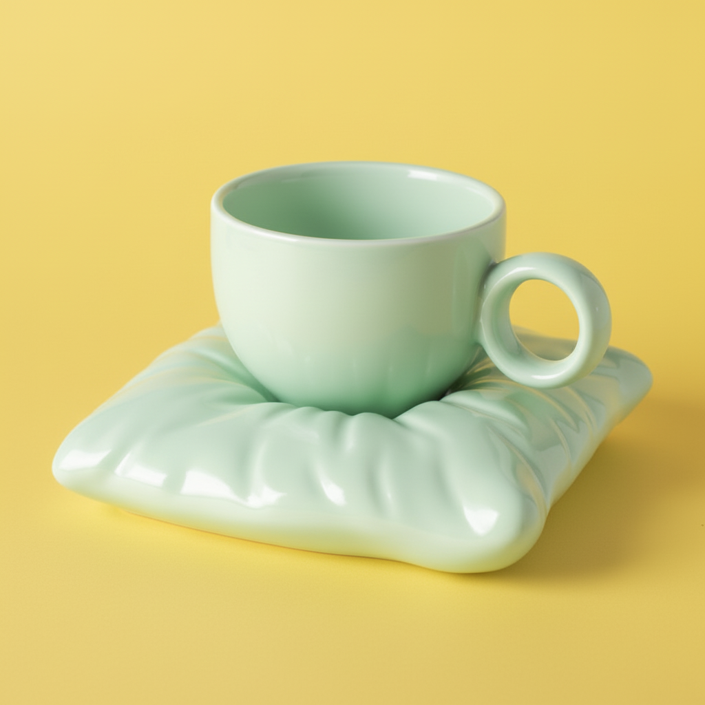 'Cloud Rest' Ceramic Mug & Pillow Coaster Set