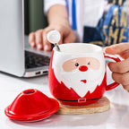 'Winking Santa' Christmas Ceramic Mug & Lid Set