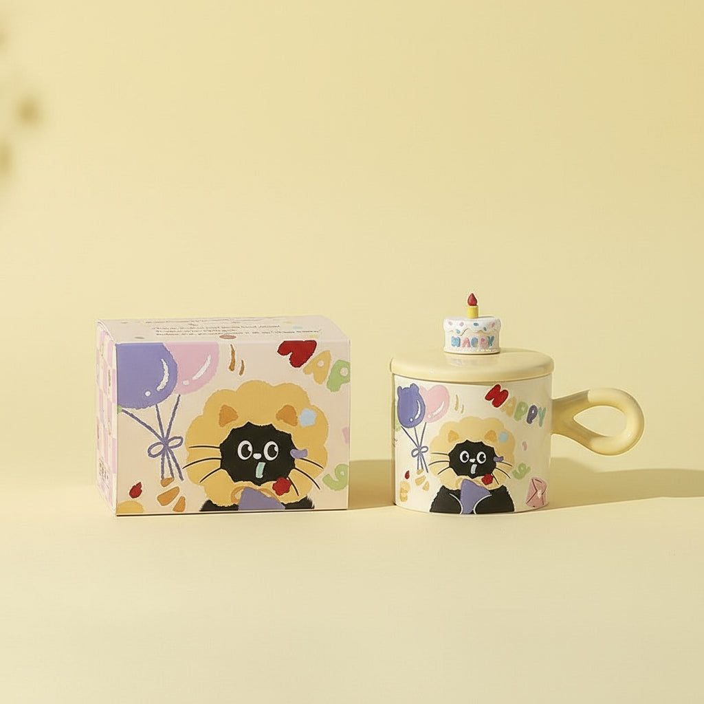 (Gift Box) 'Birthday Charm' Ceramic Mug & Candle Lid