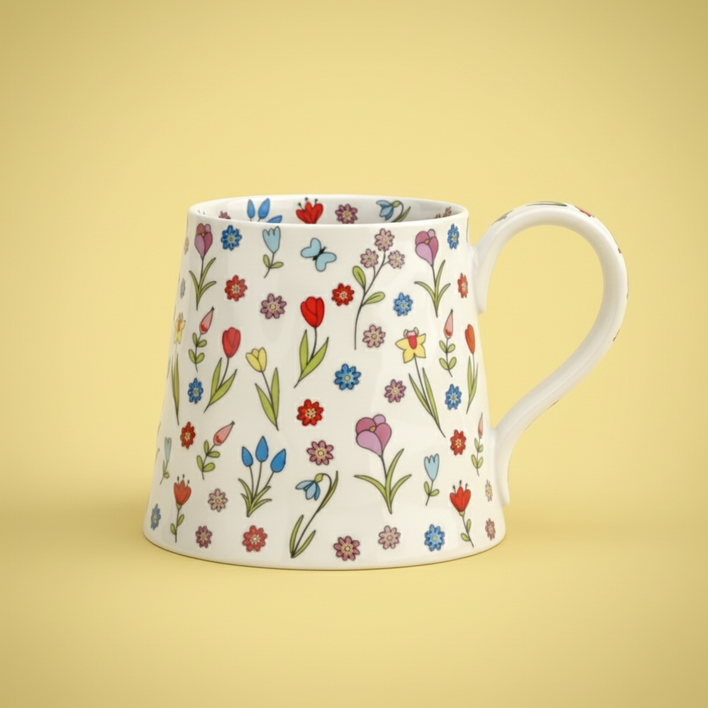 'Dream Bloom' Oversized Floral Ceramic Mug