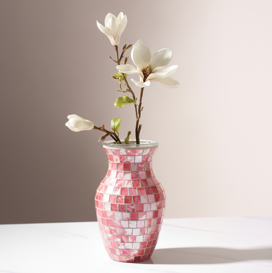 'Rose Quartz' Handmade Mosaic Vase