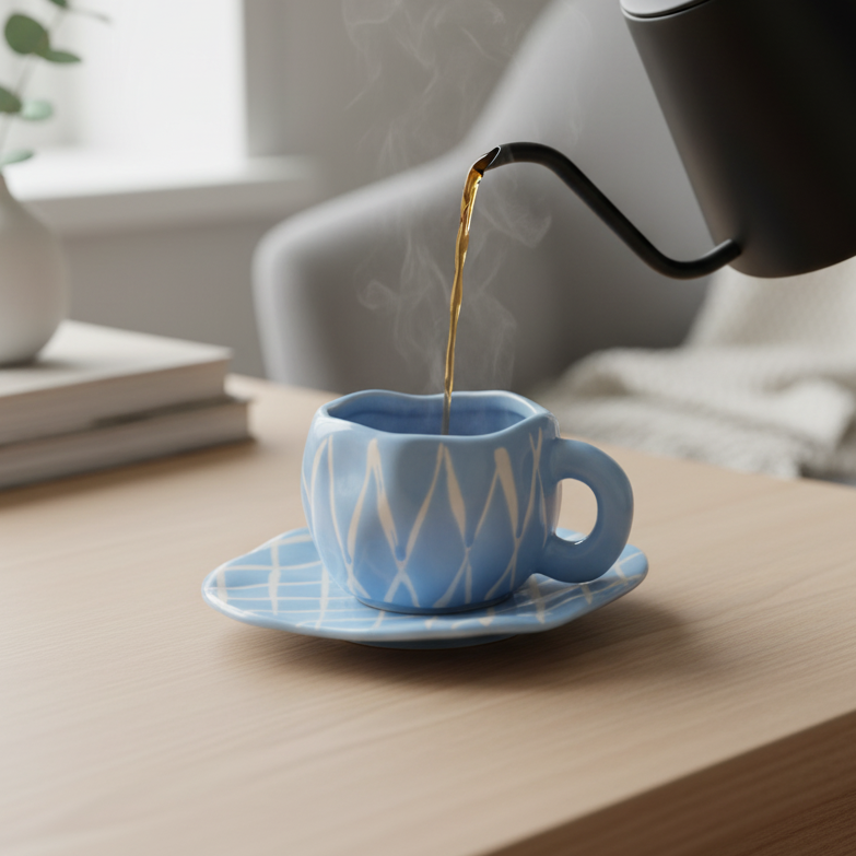 'Diamond Net' Handcrafted Ceramic Set